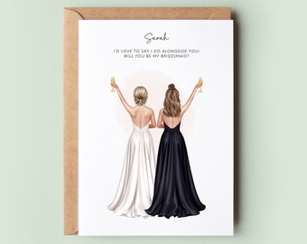 Personalised Will You Be My Bridesmaid Card, Custom Bridesmaid Proposal Card, Illustrated Bridesmaid Gift, Proposal Box Card, Bridesmaid Box