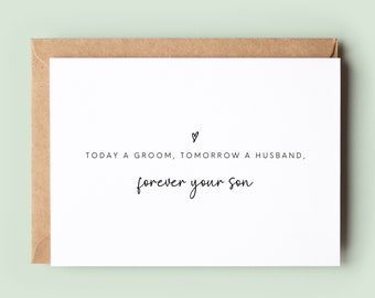 Wedding Card to Dad, Wedding Card to Mum, Father of the Groom Card, Mother of the Groom Card, Forever Your Son- #404
