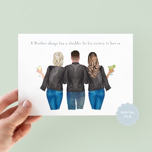 Printable Personalised Brother Birthday Card, Big Brother Birthday Day Card, Happy Birthday Brother, Digital Greeting Card, Little Bro