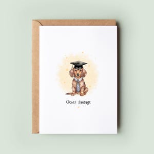 Carte de remise des diplômes teckel saucisse intelligente – Carte de félicitations chien saucisse drôle | Carte de remise de diplôme humoristique pour elle ou pour lui | Cadeau pour amoureux des chiens