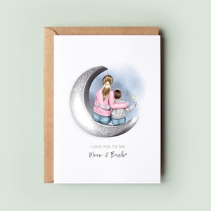 Personalised Mother’s Day Keepsake Card | I Love You to the Moon and Back | Custom Card for Mum