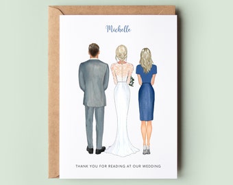 Personalised Thank You For Reading At Our Wedding Card, Wedding Thank You Card, Personalised Wedding Reader Card, Wedding Reading Card