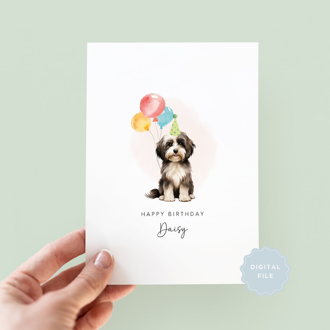 Havanese Dog Birthday Card - 5x7 Inch Folded Greeting Card With Blank Inside For Dog Lovers
