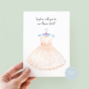 Printable Will You Be My Flower Girl, Will You Be My Junior Bridesmaid, Personalised Flower Girl Card, Will You Be My Bridesmaid - #084