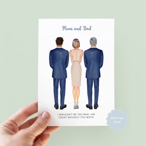 Printable Personalised Parents Wedding Card, Mum & Dad, Mother of the Groom, Father of the Groom, Mum Card, Dad Card, In Laws Card, Parents
