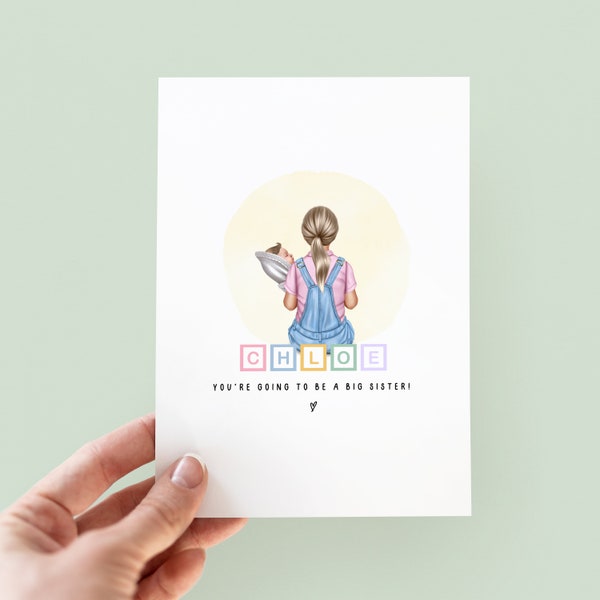 Printable You're Going to Be a Big Sister! Printable Digital Card, Personalised Baby Announcement for Big Sister, Pregnancy Reveal