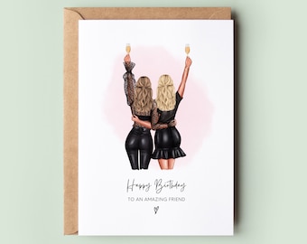 Carte d'anniversaire personnalisée pour meilleur ami, carte d'anniversaire pour meilleur ami, carte personnalisée pour meilleur ami, souvenir de carte d'anniversaire pour ami, portrait du meilleur ami