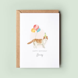 Carte d'anniversaire chat gingembre, carte d'anniversaire pour papa chat, carte d'anniversaire pour maman chat, carte pour animal de compagnie, chat
