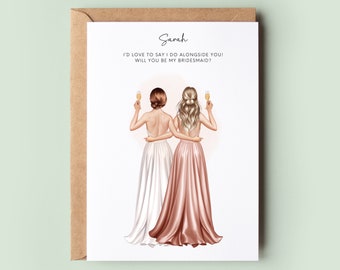 Personalised Will You Be My Bridesmaid Card, Custom Bridesmaid Proposal Card, Illustrated Bridesmaid Gift, Proposal Box Card, Bridesmaid Box