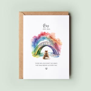 Personalised Cat Sympathy Card – Pet Loss Rainbow Bridge Memorial | Custom Cat Bereavement Card | Pet Death Condolence Keepsake