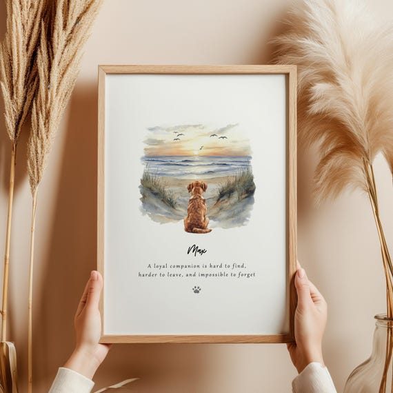 Personalised Dog Remembrance Print | Pet Loss Gift for Dog Owner | Favourite Walks Memorial Art | Custom Dog Portrait with Scenic Background