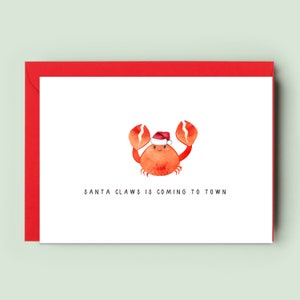 Santa Claws Crab Card, familiekerstkaart, kerstkaart voor haar, kerstkaart voor hem, kerstkaarten, grappige kerstkaart