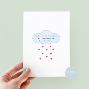 Carte d'anniversaire de promenade à imprimer avec vous sous la pluie, carte de Saint-Valentin, carte de mari, carte de petit ami, carte de mariage, carte de voeux d'amour