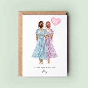 Personalised 40th Birthday Card, Sister Birthday Day Card, Best Friend Birthday Card, Friend Birthday, Custom Birthday Card