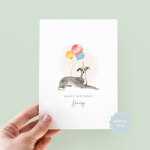 Printable Greyhound Birthday Card from the Dog, Birthday Card for Dog Dad, Birthday Card for Dog Mum, Pet Card, From the Dog