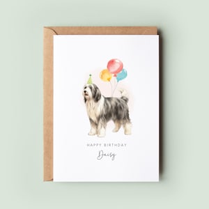 Biglietto di auguri di compleanno per Bearded Collie dal cane, biglietto di auguri per papà cane, biglietto di auguri per mamma cane, biglietto per animali domestici, dal cane