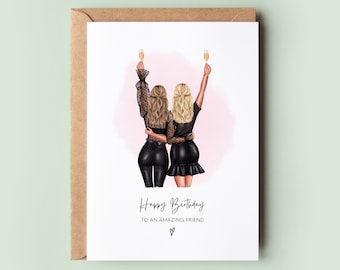 Personalised Best Friend Birthday Card, Bestie Birthday Card, Custom Best Friend Card, Friend Birthday Card Keepsake, Best Friend Portrait