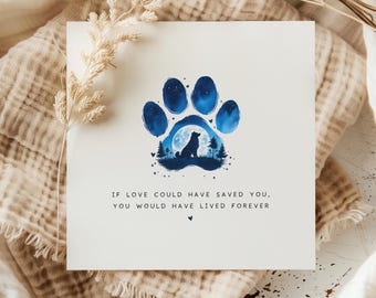 Australian Shepherd Dog Sympathy Card | Pet Loss Memorial Paw Print