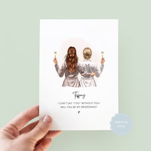Printable Personalised Will You Be My Bridesmaid Card, Bridesmaid Proposal, Proposal Card, Maid of Honour Card, Bridesmaid Box, Thank You
