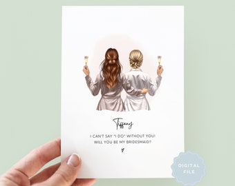 Printable Personalised Will You Be My Bridesmaid Card, Bridesmaid Proposal, Proposal Card, Maid of Honour Card, Bridesmaid Box, Thank You