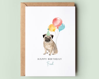 Pug, Birthday Card from the Dog, Birthday Card for Dog Dad, Birthday Card for Dog Mum, Pet Card, From the Dog