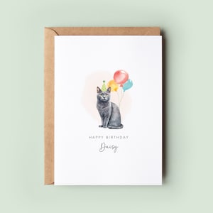 Biglietto di auguri di compleanno blu di Russia dal gatto, biglietto di auguri di compleanno per papà gatto, biglietto di auguri di compleanno per mamma gatto, biglietto per animali domestici, biglietto dal gatto