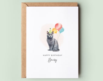 Blue Russian Birthday Card from the Cat, Birthday Card for Cat Dad, Birthday Card for Cat Mum, Pet Card, From the Cat