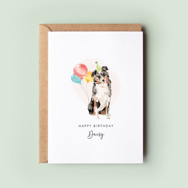 Australian Shepherd Birthday Card from the Dog, Birthday Card for Dog Dad, Birthday Card for Dog Mum, Pet Card, From the Dog