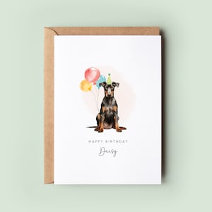 Tarjeta de cumpleaños de Doberman del perro, tarjeta de cumpleaños para papá perro, tarjeta de cumpleaños para mamá perro, tarjeta para mascota, del perro