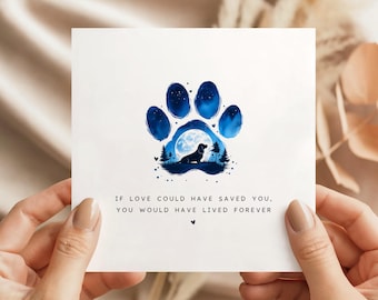 Basset Hound Sympathy Card | Watercolour Paw Print Memorial Keepsake