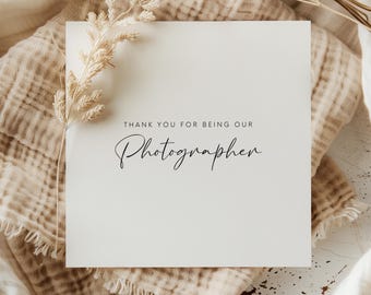 Wedding Photographer Thank You Card | Minimal Script Square Greeting Card