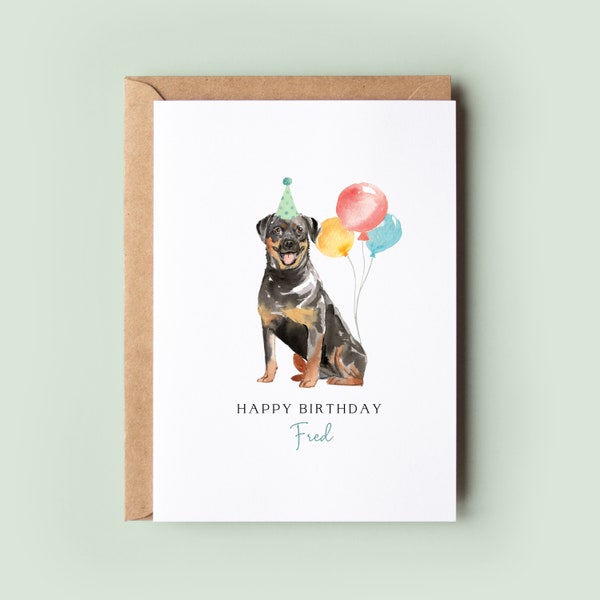 Rottweiler, Birthday Card from the Dog, Birthday Card for Dog Dad, Birthday Card for Dog Mum, Pet Card, From the Dog