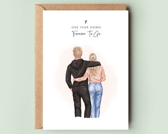 Personalised Anniversary Card, Couples Card, Valentines Card, Wife Anniversary Card, Husband Anniversary Card, Paper Anniversary Gift