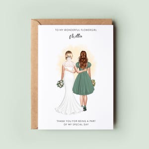 Adult Flower Girl Thank You Card – Personalised Wedding Day Appreciation | Flower Maid Card | Custom Bridal Party Keepsake