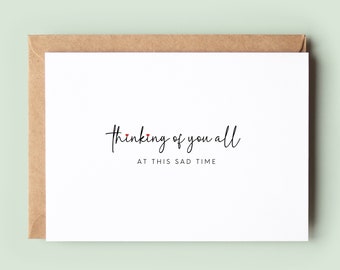 Thinking of You All Sympathy Greeting Card, Sympathy Card, Encouragement Card, Condolence Card, Bereavement Card, Thinking of You Card