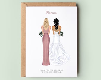 Thank You For Asking Me To Be Your Bridesmaid, Best Friend Wedding Card, Personalised Bridesmaid Card, To The Bride On Your Wedding Day