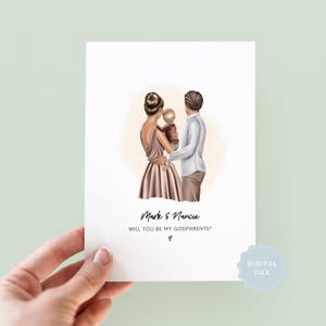 Printable Personalised Will You Be My Godparents Card | Godparent Proposal Card | Digital Christening Card for Godmother and Godfather