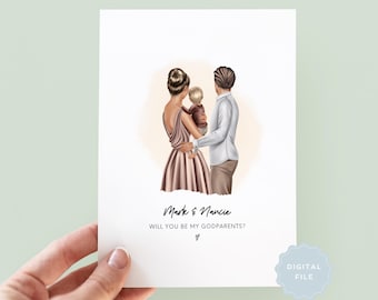 Printable Personalised Will You Be My Godparents Card | Godparent Proposal Card | Digital Christening Card for Godmother and Godfather