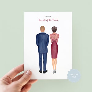 Printable Personalised Parents of the Bride Wedding Day Card, Wedding Day Card to Parents, Card for Mother of the Bride, Father of the Bride