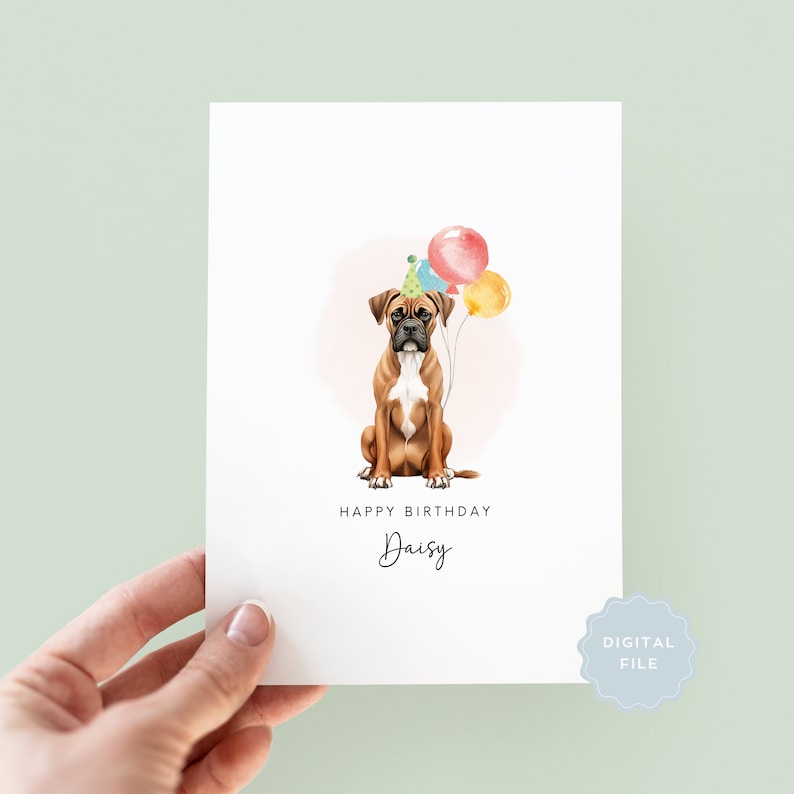 Printable Boxer Dog Birthday Card From the Dog, Birthday Card for Dog ...