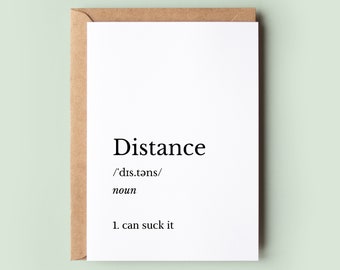 Long Distance Relationship Definition Card, Miss You Card For Friend, Boyfriend, Girlfriend or Husband