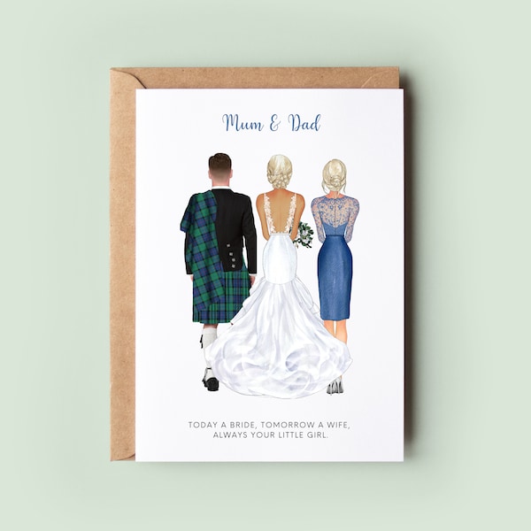 Personalised Wedding Card, Mum & Dad, Mother of the Bride, Wedding Thank You Card, Mum Card, Dad Card, In Laws Card, Father of the Bride