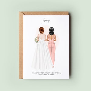 Personalised Step Mum Wedding Card from Bride - Thank You for Walking by My Side Bonus Mum Card, Step Mother Thank You, Wedding Keepsake