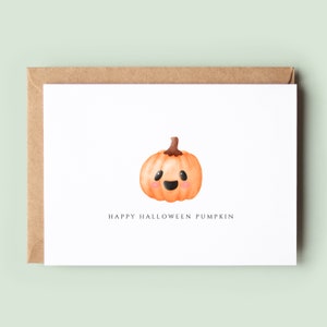 Jolie carte d'Halloween citrouille, carte Happy Halloween, carte d'Halloween pour enfants, carte d'Halloween personnalisée, carte de voeux d'Halloween, carte citrouille