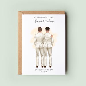 Custom Mr & Mr Wedding Card | Personalised Gay Wedding Congratulations Card | Groom and Groom Keepsake | Wedding Day Card