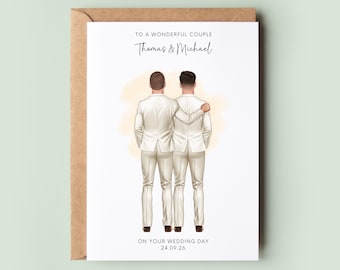 Custom Mr & Mr Wedding Card | Personalised Gay Wedding Congratulations Card | Groom and Groom Keepsake | Wedding Day Card