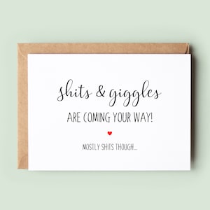 Shits & Giggles-kaart, babykaart, babyshowerkaart, kaart voor nieuwe moeder, kaart voor nieuwe baby, hallo-kaart, kaart nieuwe aankomst, kaart zwangerschap