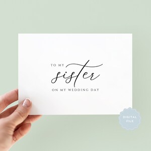 Druckbare Hochzeitskarte für Schwester, Geschwister der Braut oder Bräutigam Karten, für meine Schwester am Hochzeitstag, Hochzeit Dankeskarte