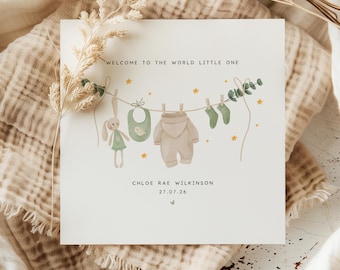 Personalised New Baby Card | Welcome to the World Keepsake | Custom Newborn Card for Baby Boy or Girl | Baby Shower Gift | Gender Neutral