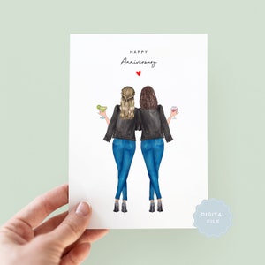 Printable Personalised Anniversary Valentine's Card, Personalised Couples Card, Wife Valentine's Card, Galentine's, Lesbian Valentine